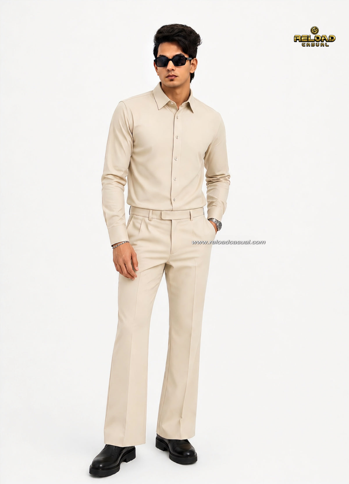 Men's Bootcut Trousers Shirt Co-ord Set