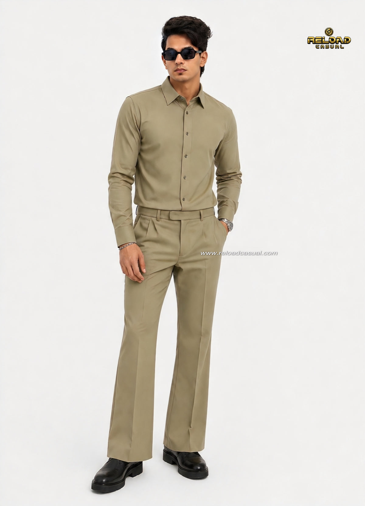 Men's Bootcut Trousers Shirt Co-ord Set