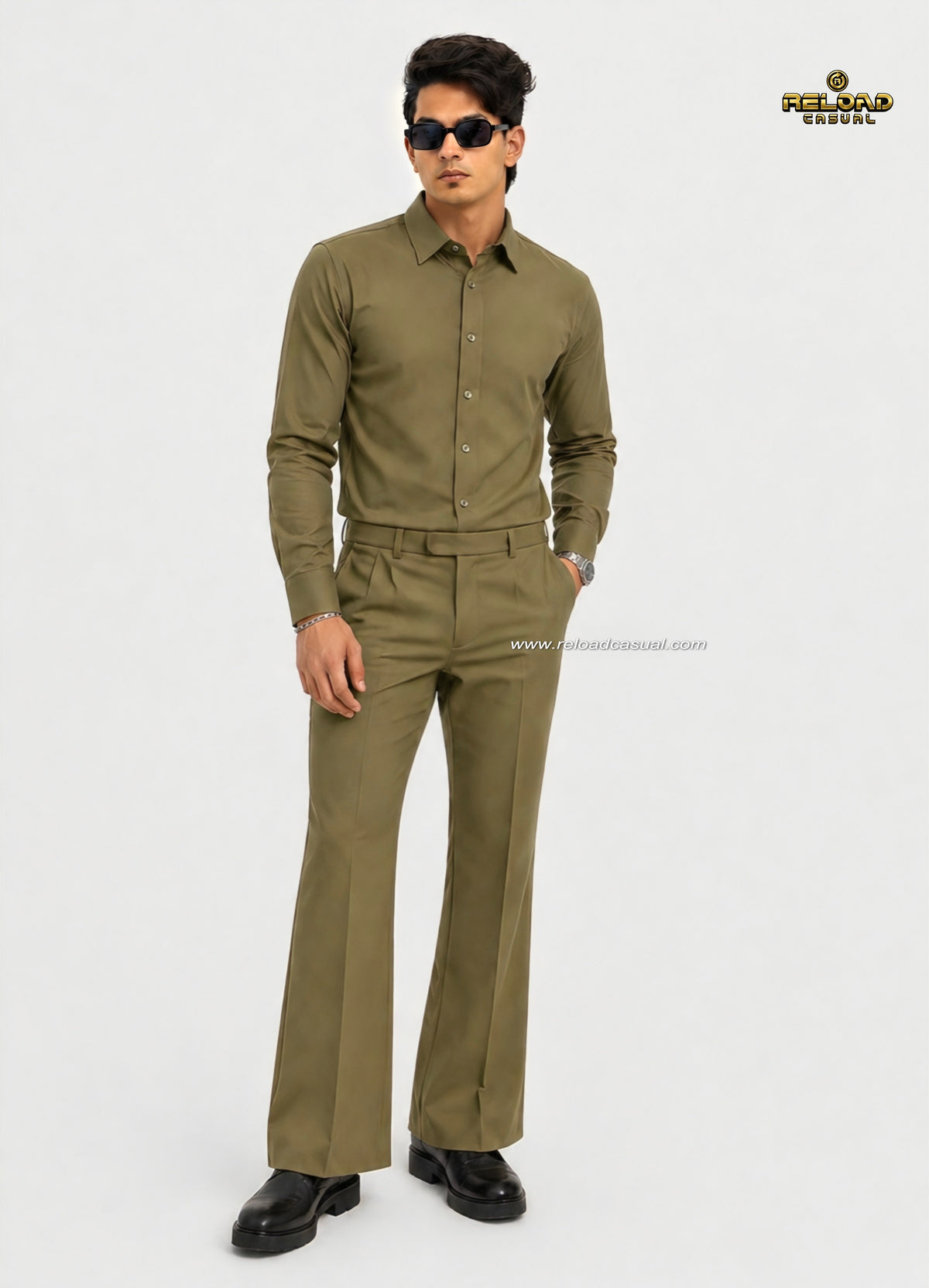 Men's Bootcut Trousers Shirt Co-ord Set