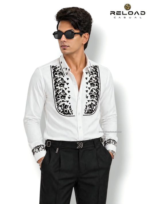 Leaf Velvet Flocking Diamond Shirt