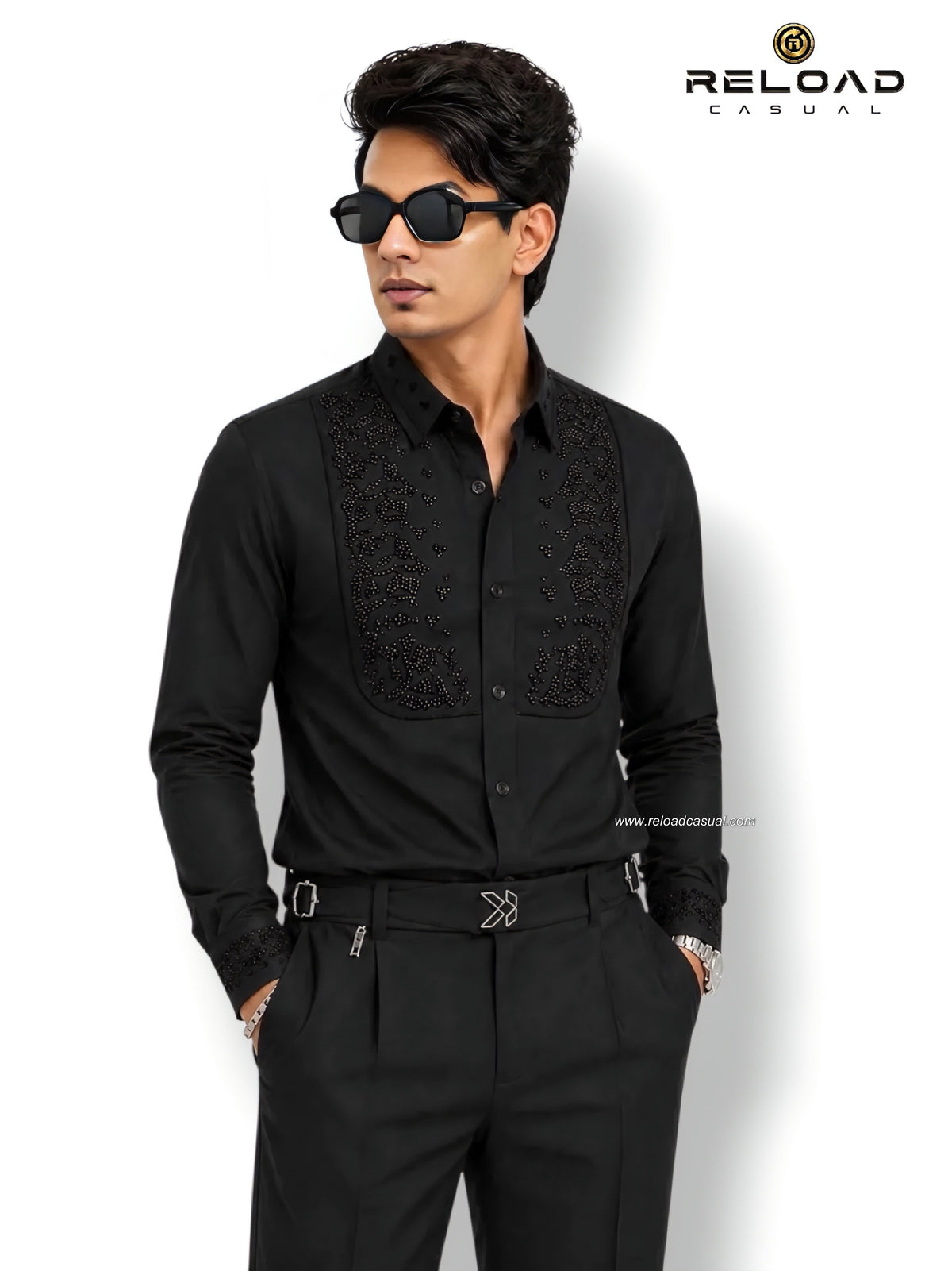 Leaf Velvet Flocking Diamond Shirt
