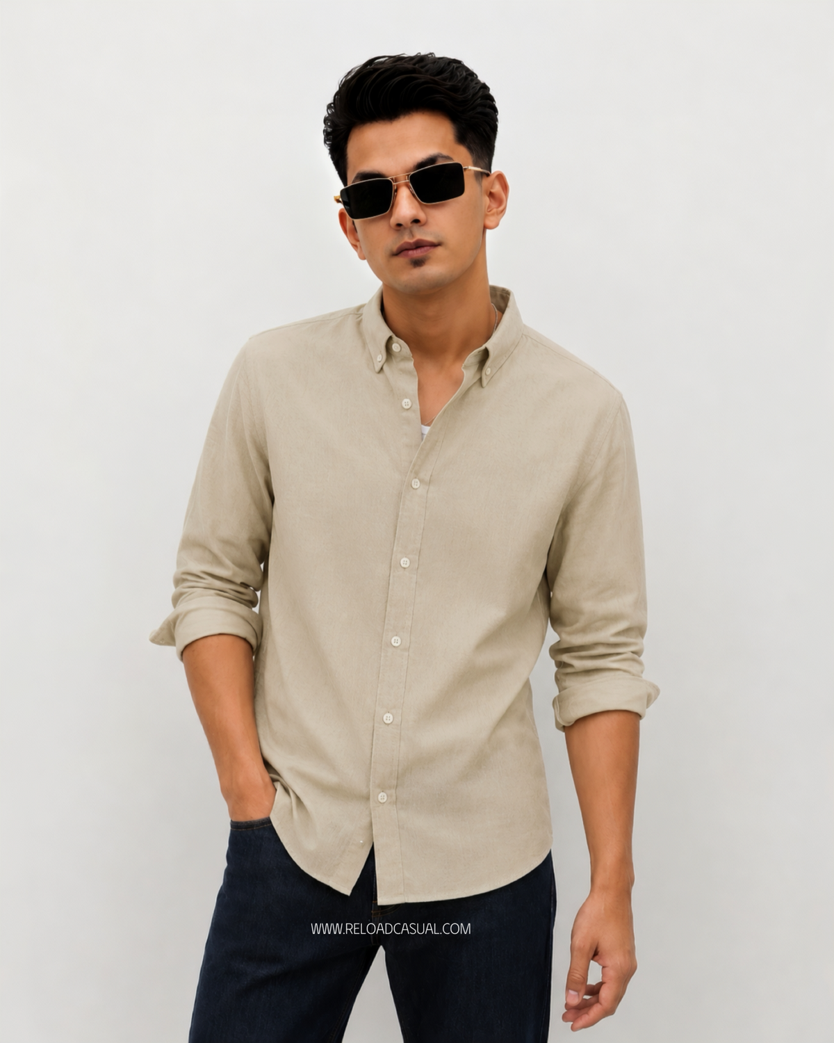 Men's Solid Slub Linen Fit Shirt
