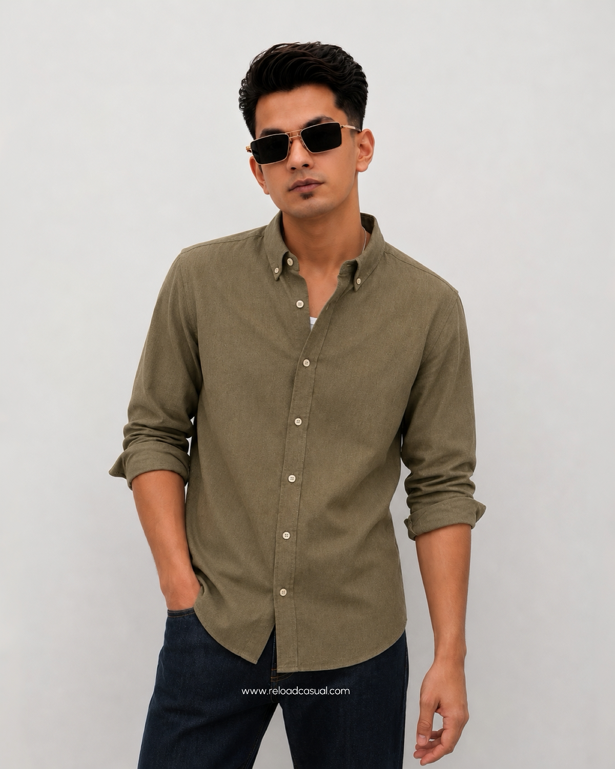 Men's Textured Linen Slim Fit Shirt