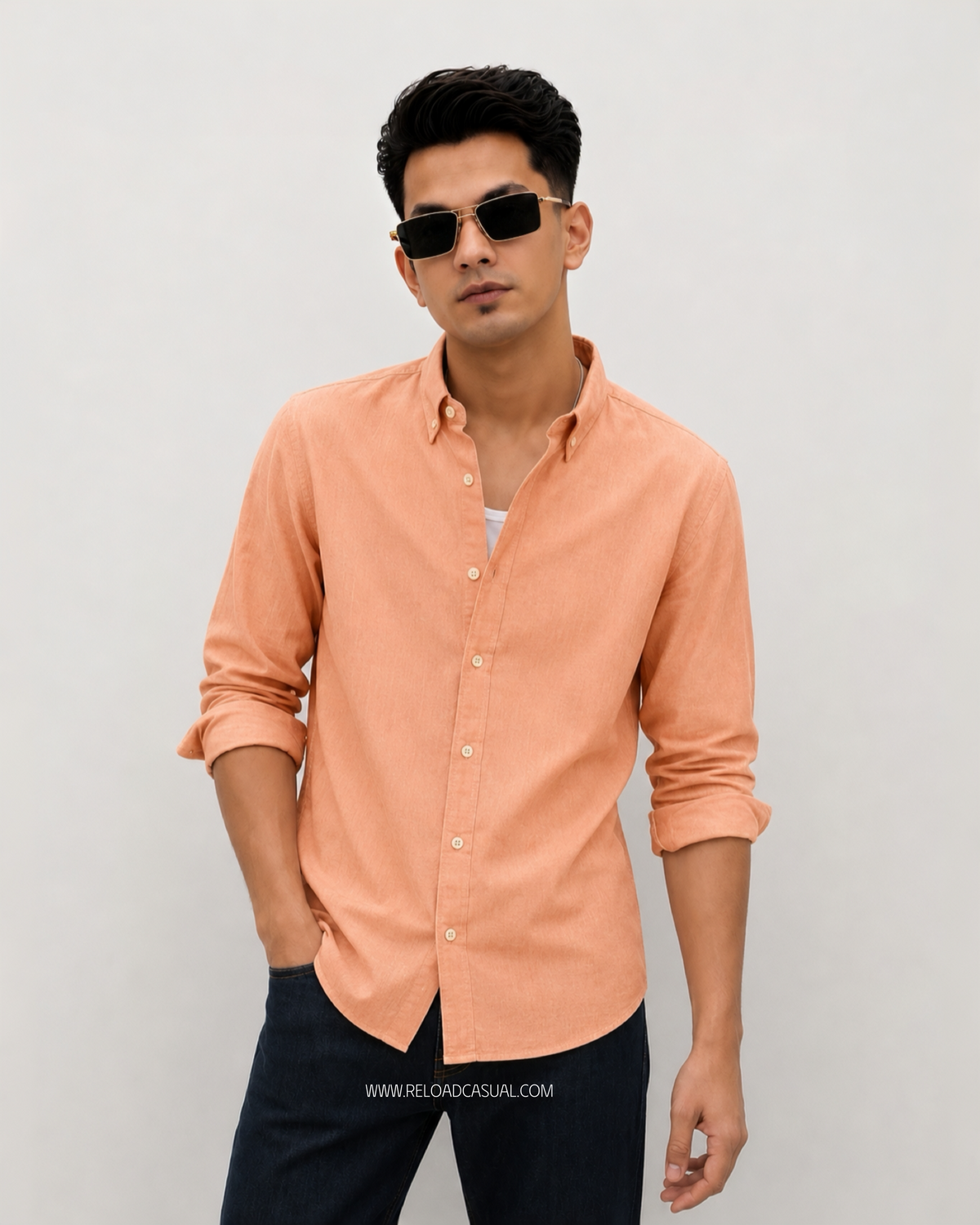 Men's Solid Slub Linen Fit Shirt