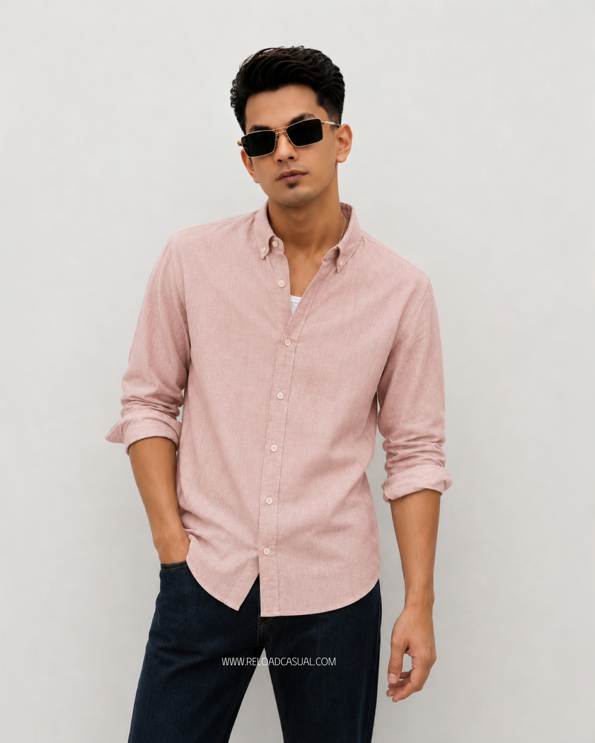 Men's Textured Linen Slim Fit Shirt
