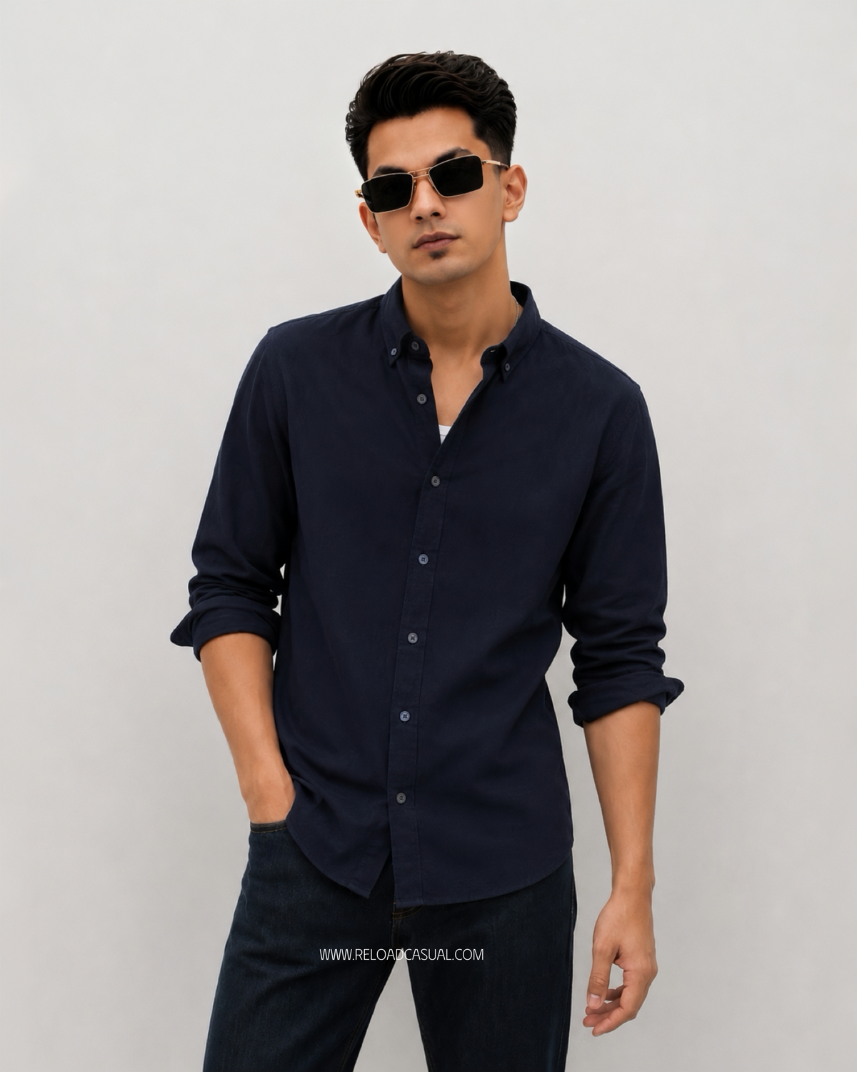 Men's Textured Linen Slim Fit Shirt