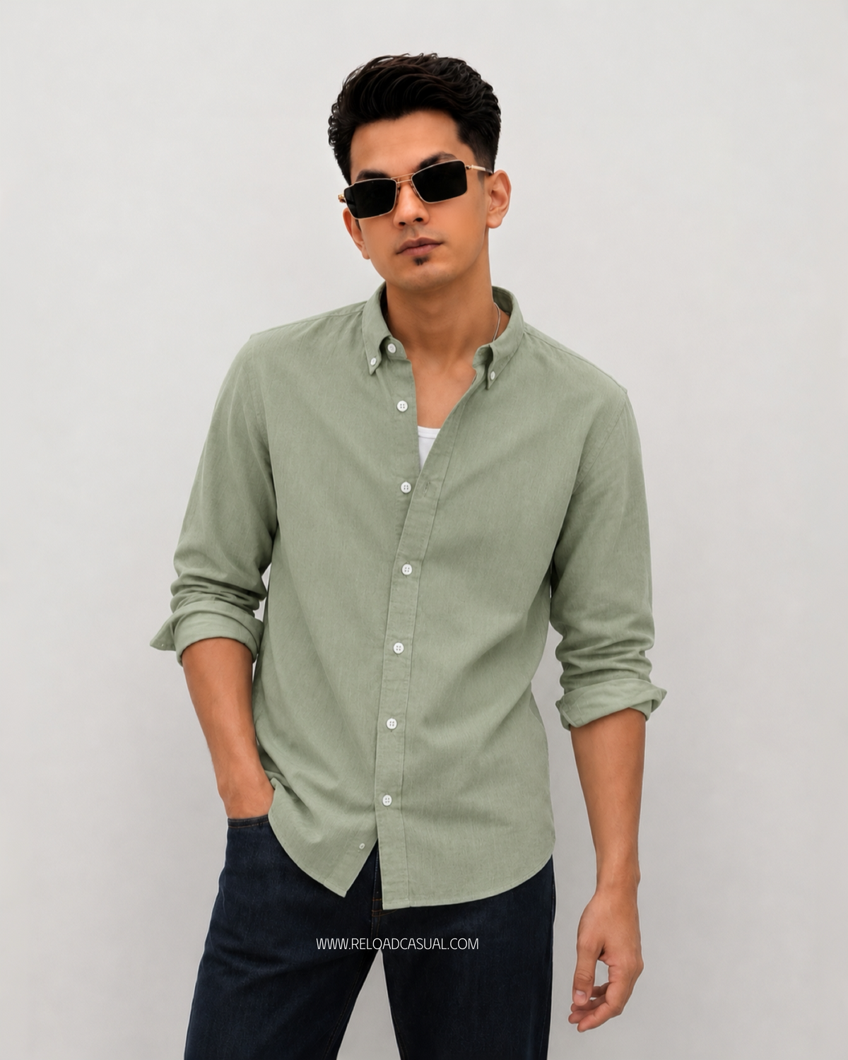 Men's Textured Linen Slim Fit Shirt