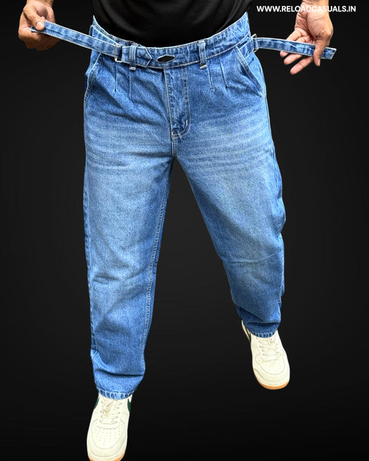 Men’s Relaxed Denim Jeans with Adjustable Belt