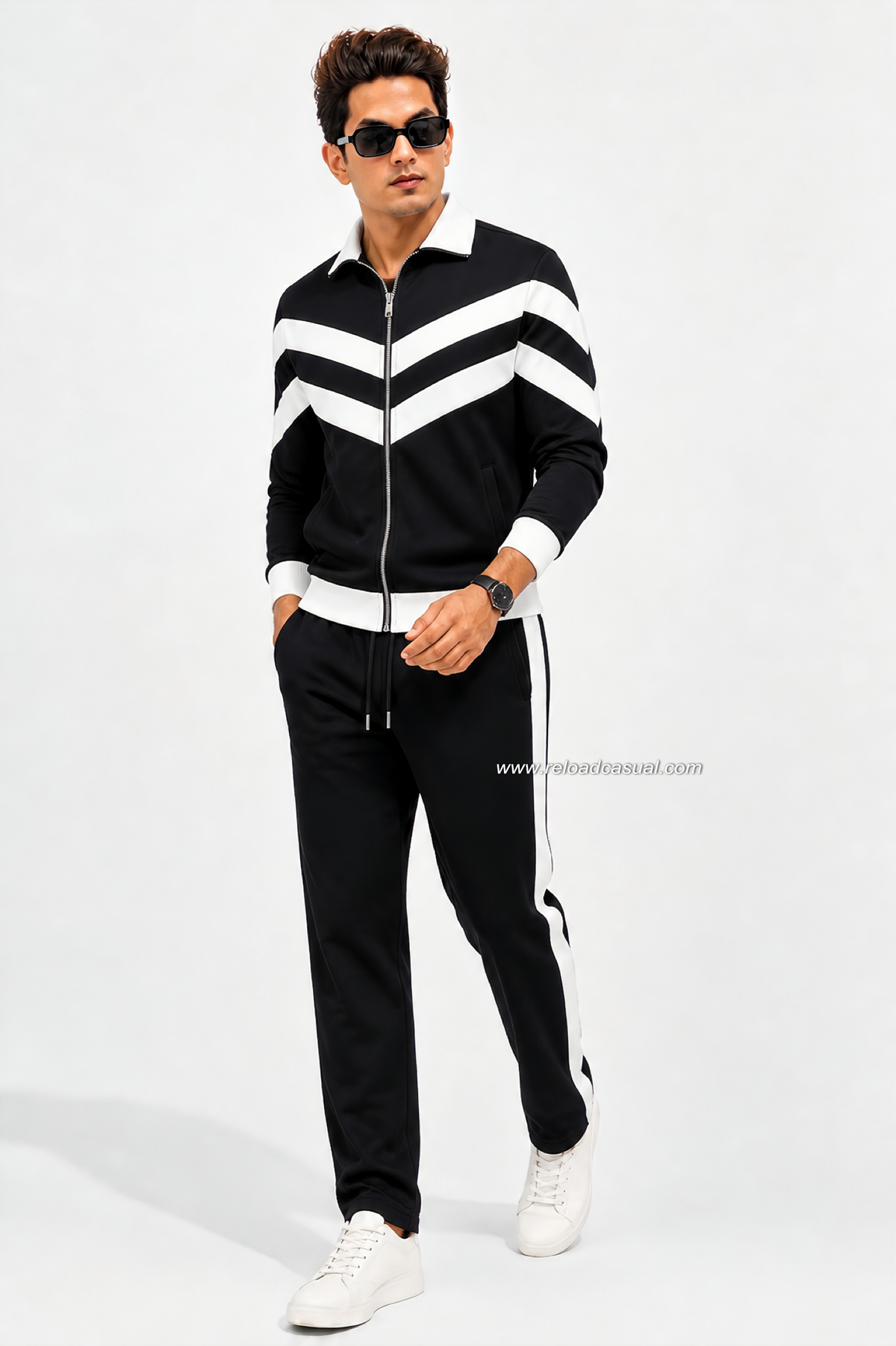 Chevron Strip Full Zip Tracksuit Set