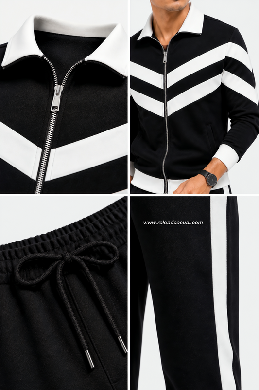 Chevron Strip Full Zip Tracksuit Set