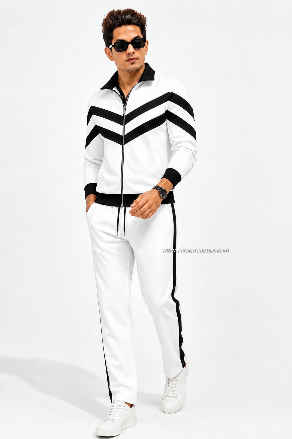 Chevron Strip Full Zip Tracksuit Set