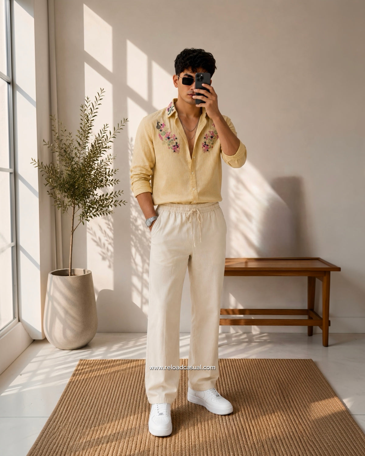 Artistic Designer Linen Embroidery Co-ord Set