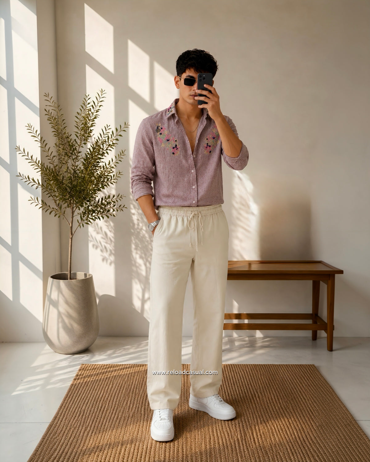 Artistic Designer Linen Embroidery Co-ord Set