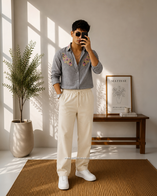 Artistic Designer Linen Embroidery Co-ord Set
