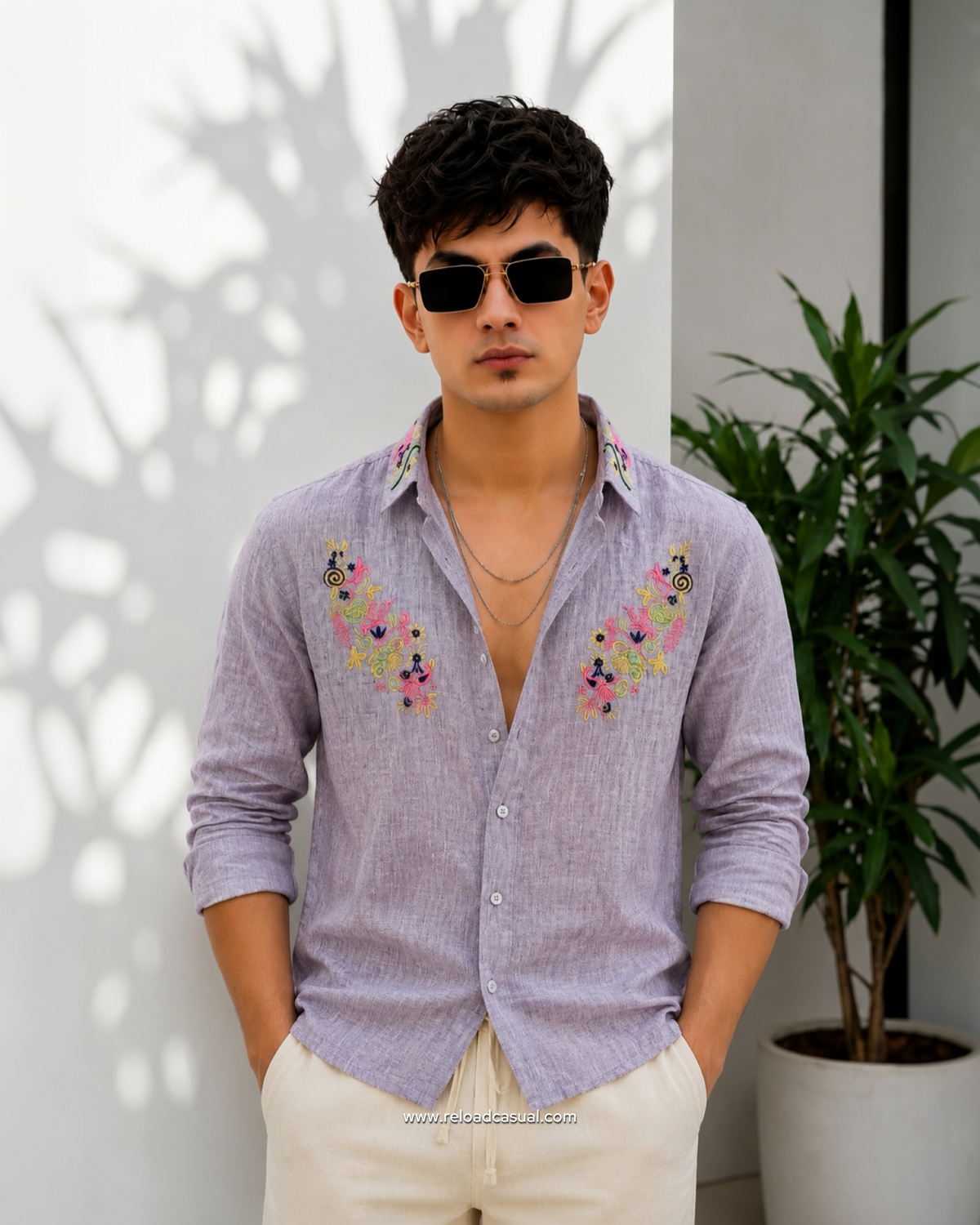 Artistic Designer Linen Embroidery Co-ord Set