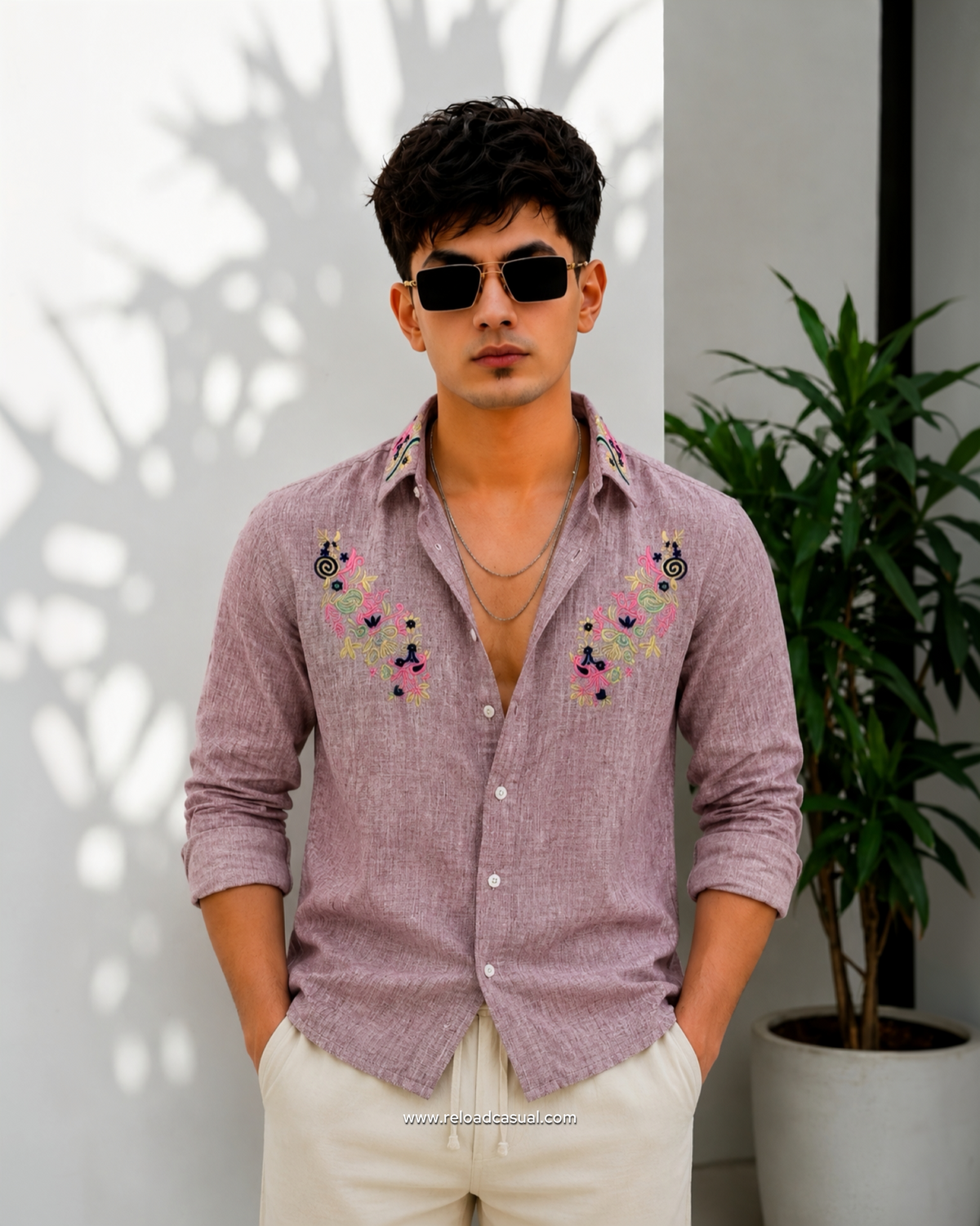 Artistic Designer Linen Embroidery Co-ord Set
