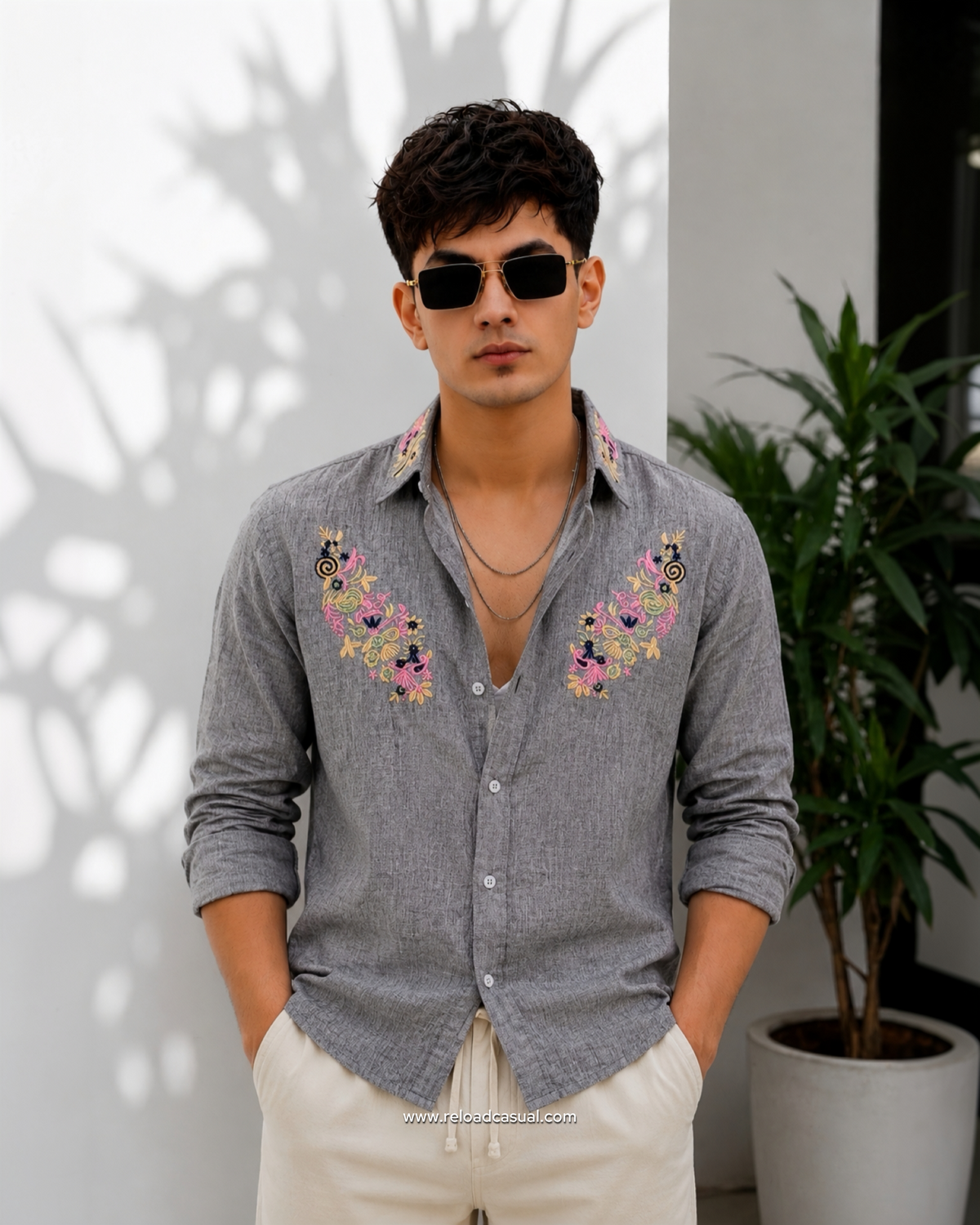 Artistic Designer Linen Embroidery Co-ord Set