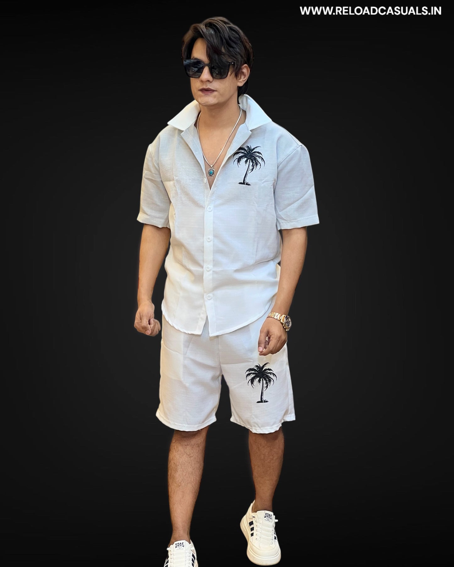 Palm Linen Shorts Set - Combo