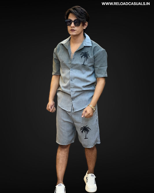 Palm Linen Shorts Set - Combo