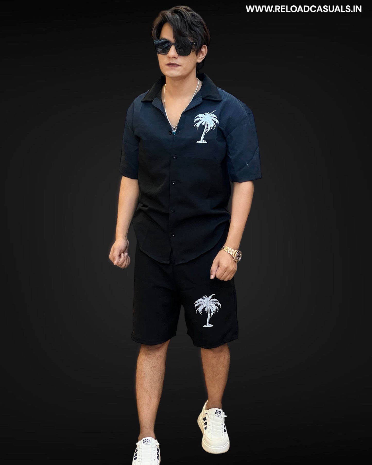 Palm Linen Shorts Set - Combo