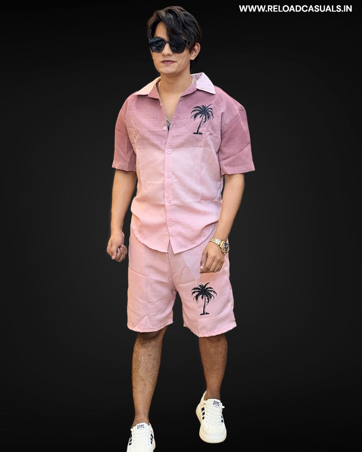 Palm Linen Shorts Set - Combo