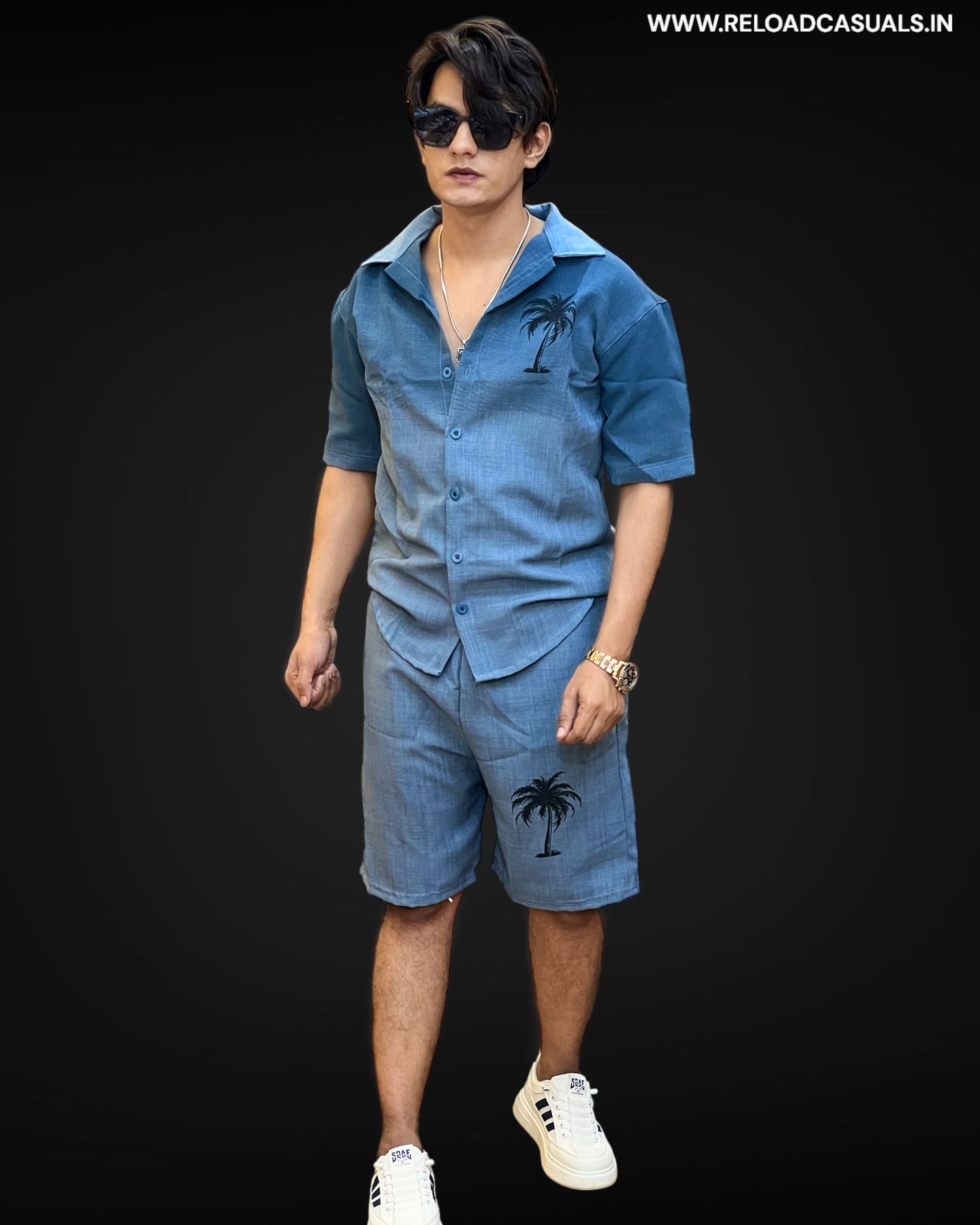 Palm Linen Shorts Set - Combo