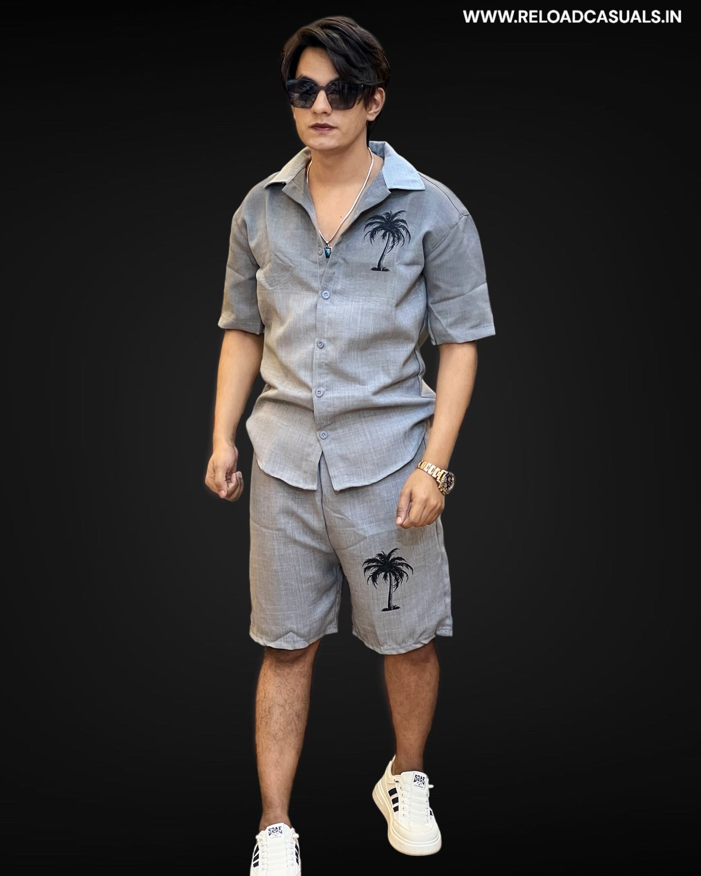 Palm Linen Shorts Set - Combo