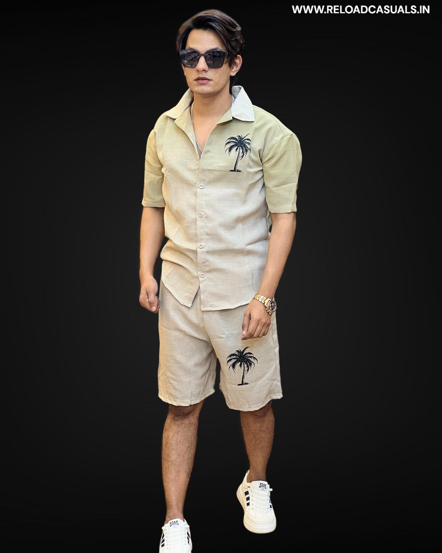 Palm Linen Shorts Set - Combo
