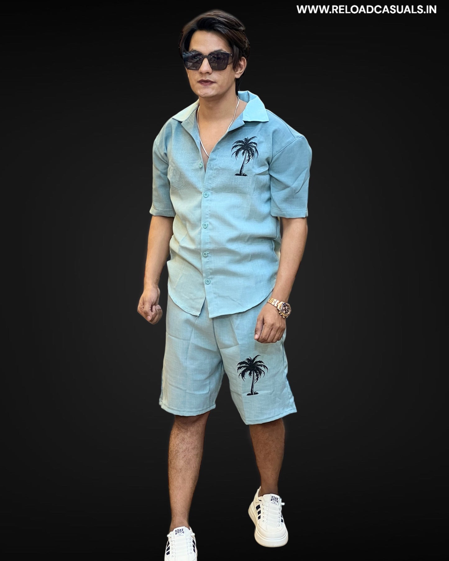 Palm Linen Shorts Set - Combo