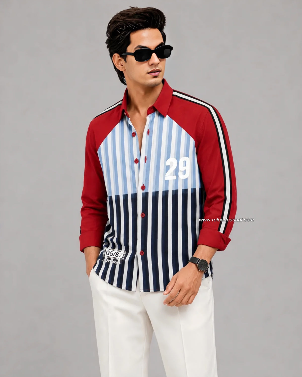 Men's Denim Striped Casual Shirt