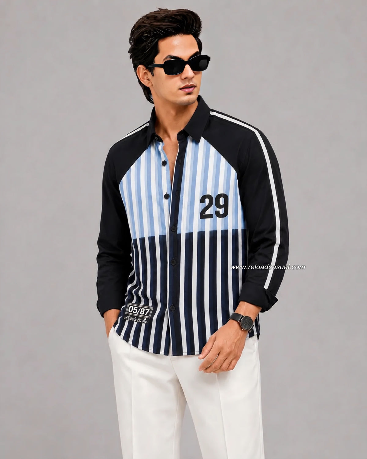 Men's Denim Striped Casual Shirt
