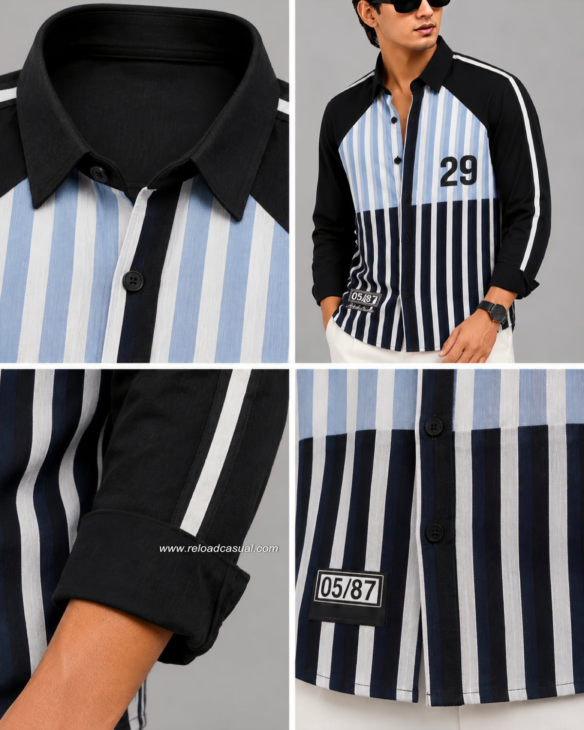 Men's Denim Striped Casual Shirt