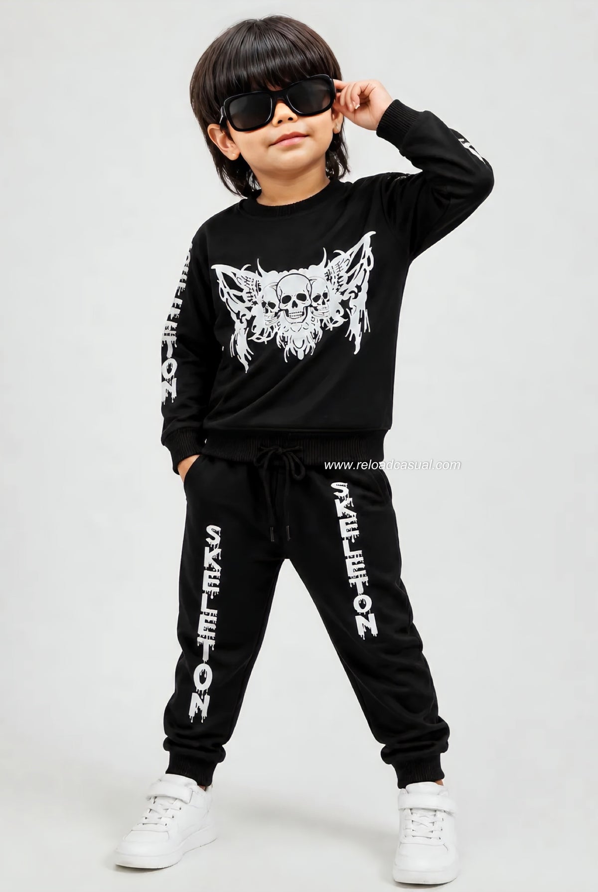 Kids Skull Print Tracksuit Set