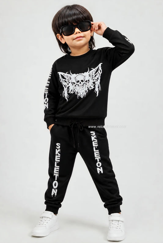 Kids Skull Print Tracksuit Set