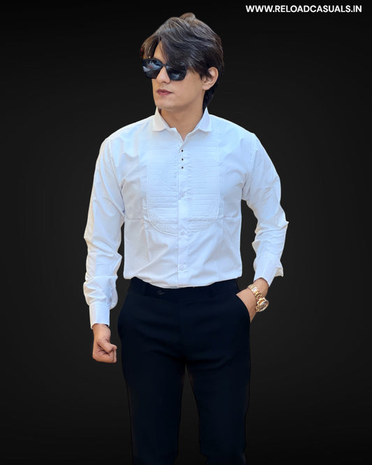 Elegant Pleated Tuxedo Shirt