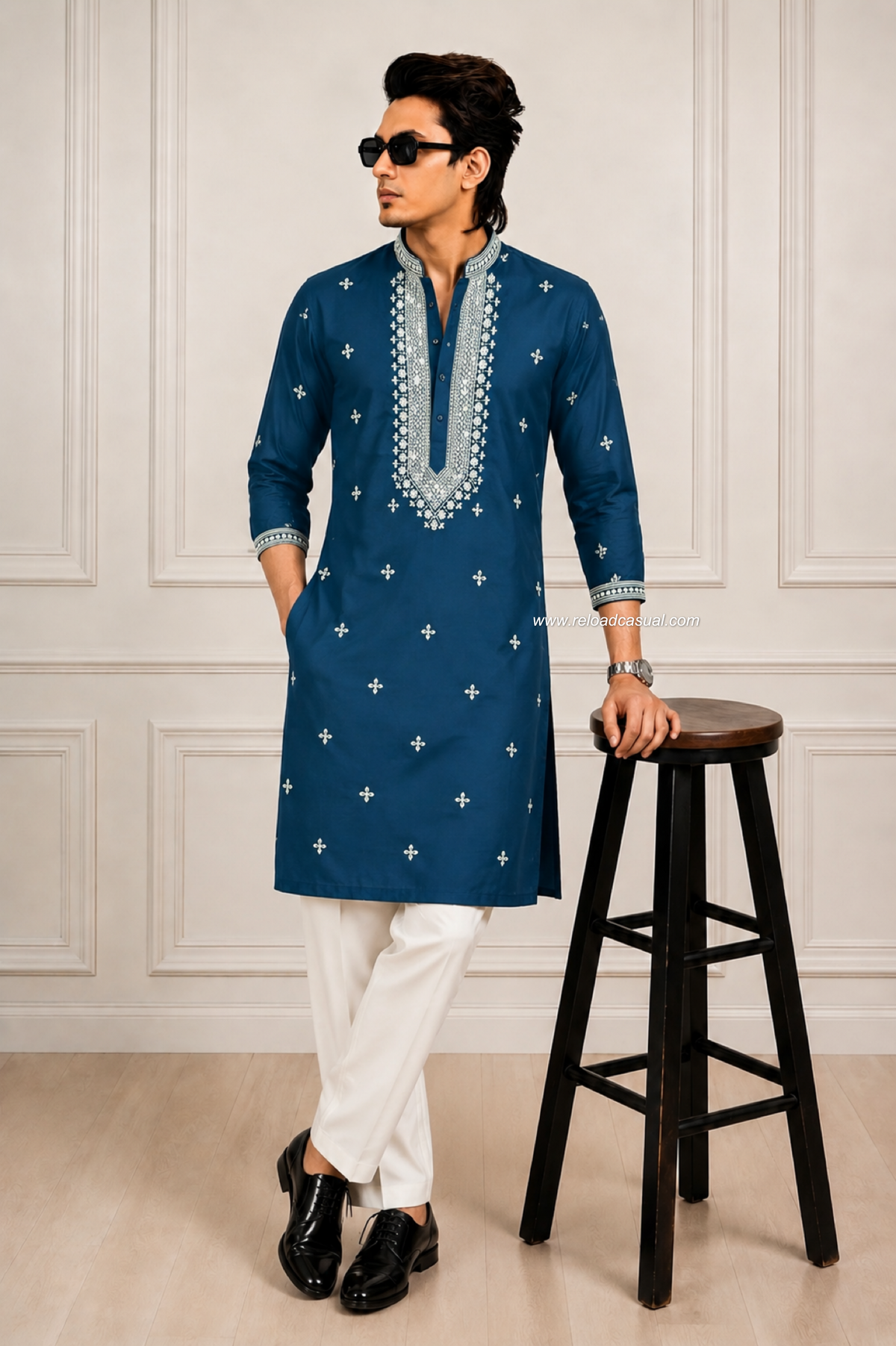 Mirror Work Men Kurta Payjama Combo