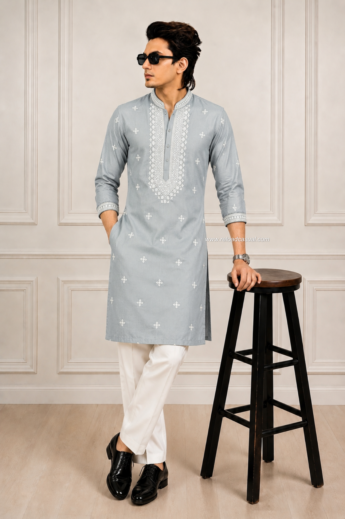 Mirror Work Men Kurta Payjama Combo