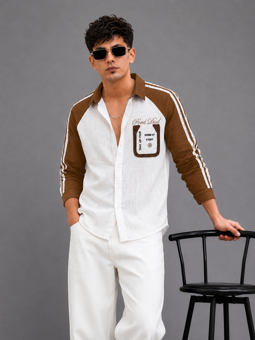 Mens Stylish Khadi Denim Patch Shirt