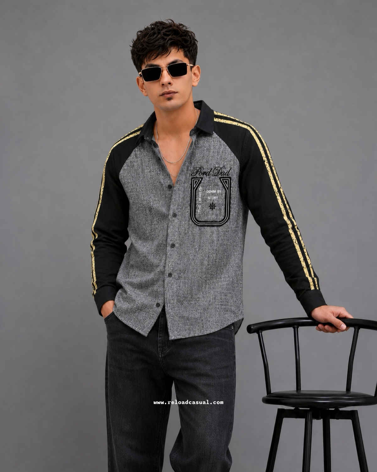 Mens Stylish Khadi Denim Patch Shirt