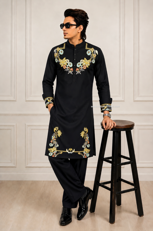 Premium Luxury Floral  Embroidered Kurta Pyjama set
