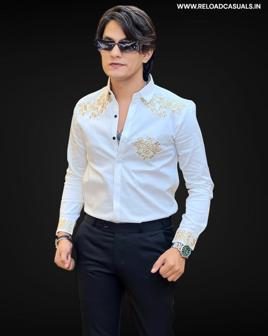 Golden Embroidered Royal Shirt