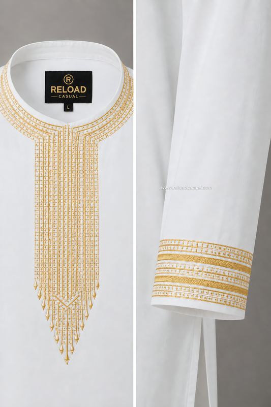 Elegant GoldLine Threadwork Bootcut Kurta Set