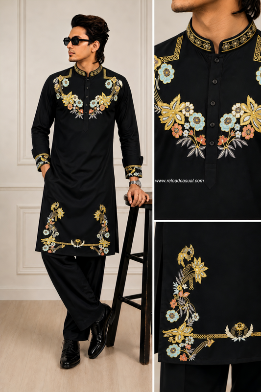 Premium Luxury Floral  Embroidered Kurta Pyjama set
