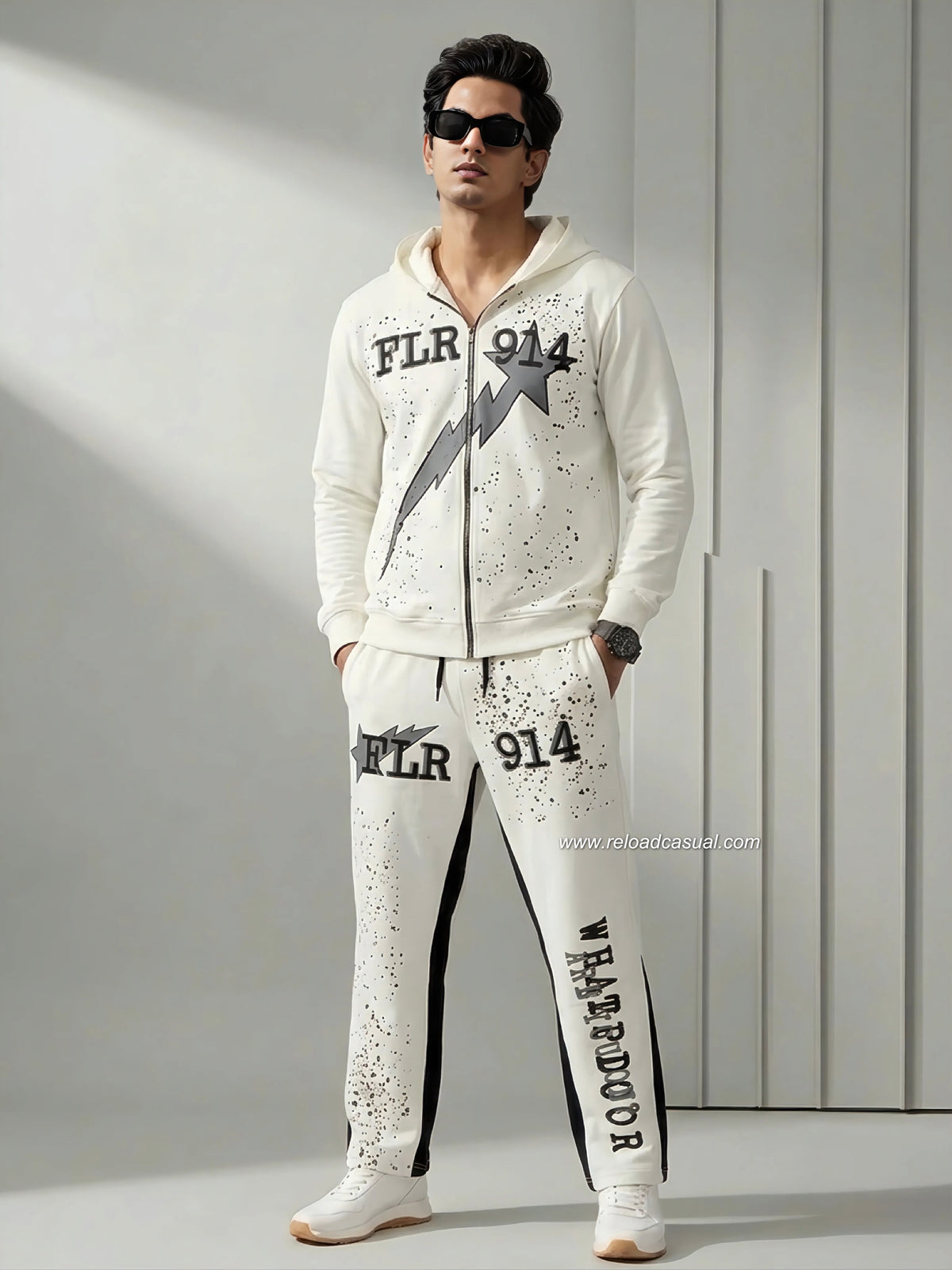 Thunder Printed Hood Neck Tracksuit set