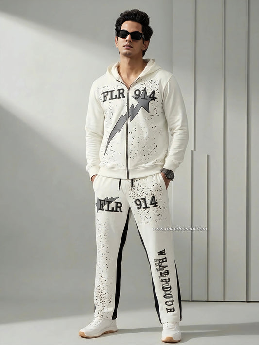Thunder Printed Hood Neck Tracksuit set