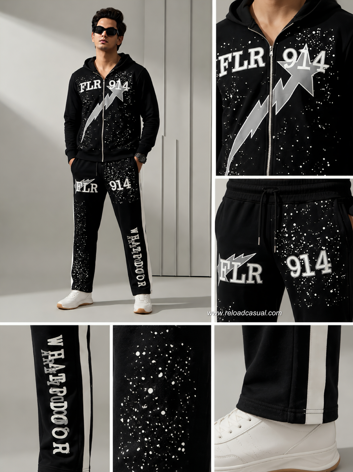 Thunder Printed Hood Neck Tracksuit set