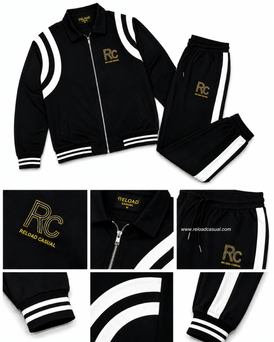 Men Solid Side Taped Zip Up Tracksuit