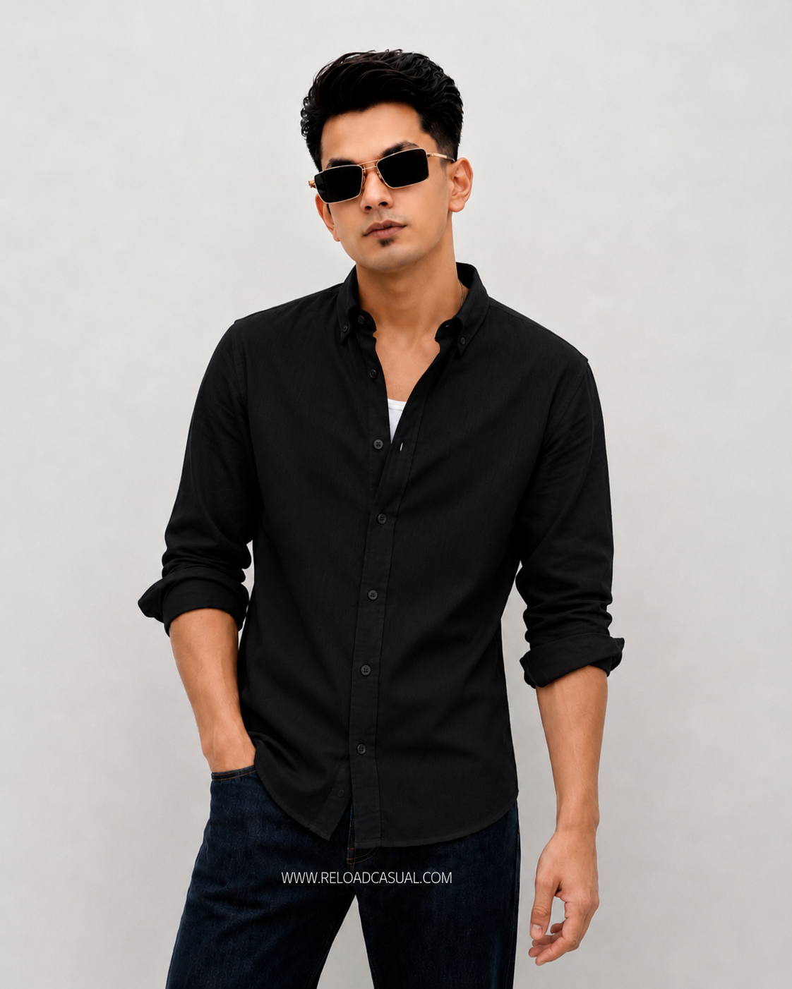Men's Textured Linen Slim Fit Shirt
