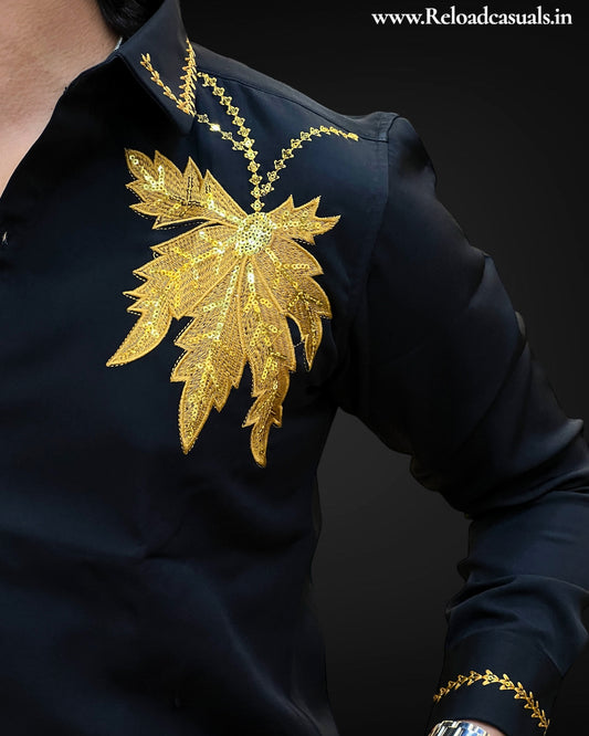 Gold Leaf Embroidered Shirt