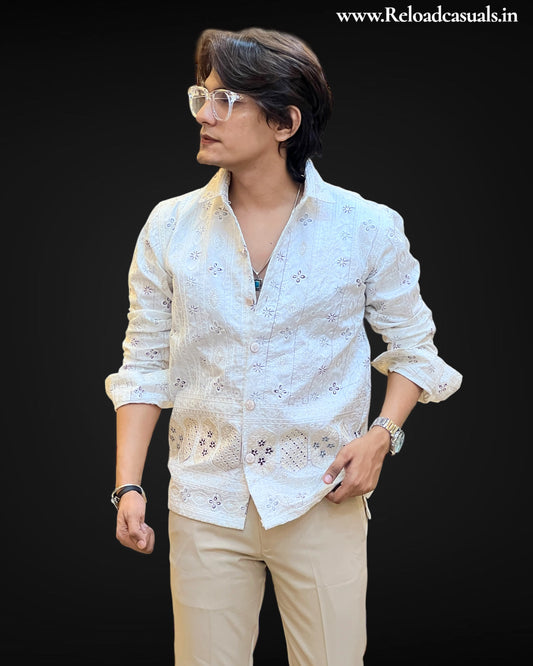 Royal Ivory Embroidered Shirt